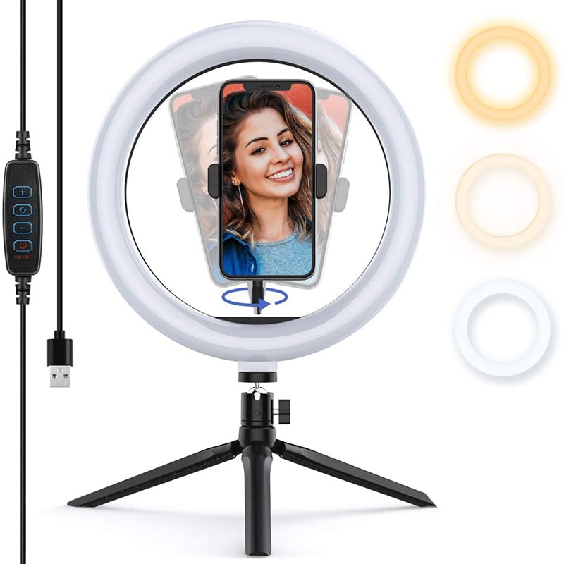 Fotografia LED Selfie Anello di Luce con la Tabella Treppiedi Dimmerabile Desktop Video Anello Lampada per Youtube Streaming In Diretta di Trucco