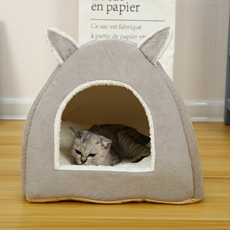 Aftagelige vaskbare katte reden kuld hvalpe kennel kanin kattehus med et hul varmt blødt kæledyr senge telt
