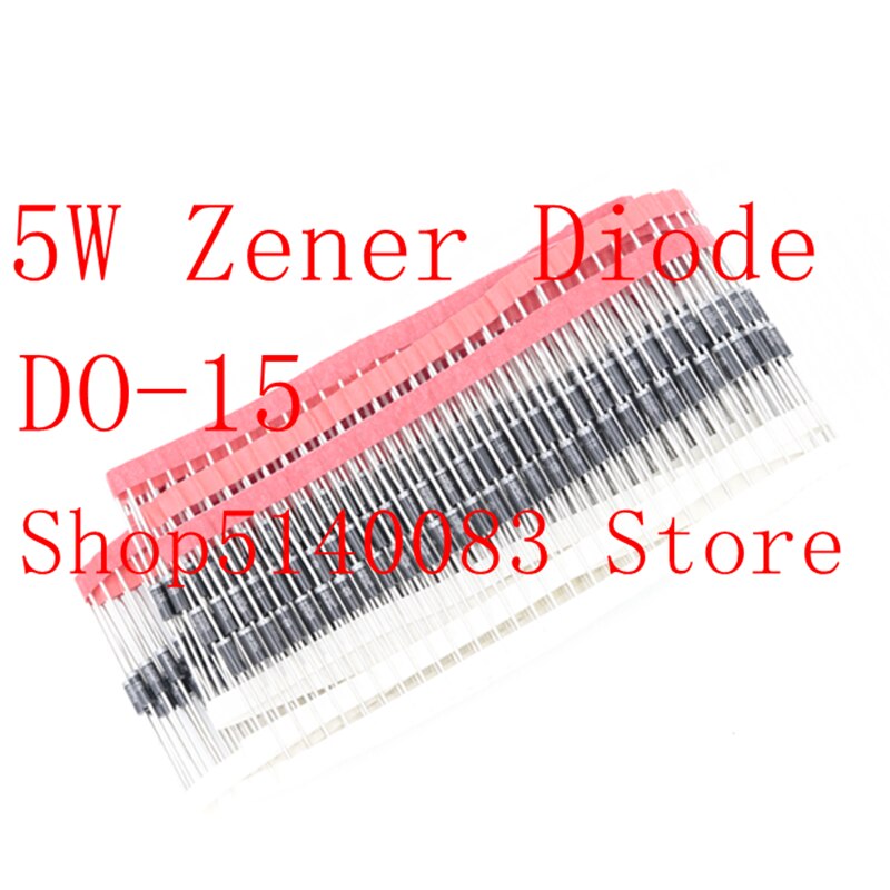 100 sztuk/partia 5W dioda zenera 1N5354B 1N5337B 1N5355B 1N5347B 1N5359B 1N5378B 1N5369B 1N5346B 1N5366B 1N5367B 1N5386B DO-15