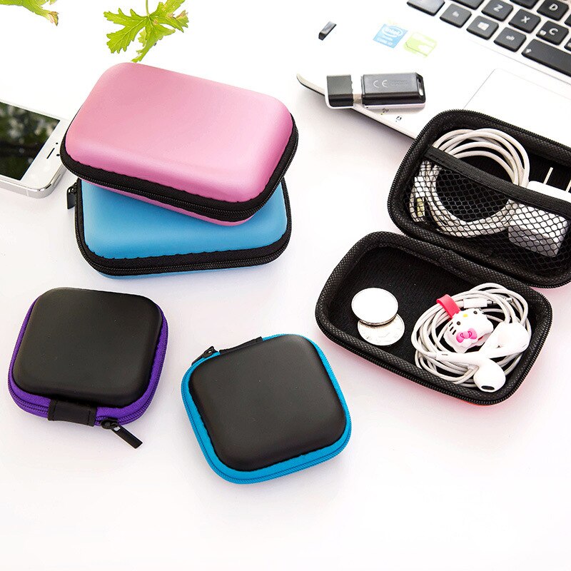 Mini zíper duro fone de ouvido caso titular portátil fones de ouvido bolsa caixa de armazenamento saco de proteção cabo usb organizador armazenamento