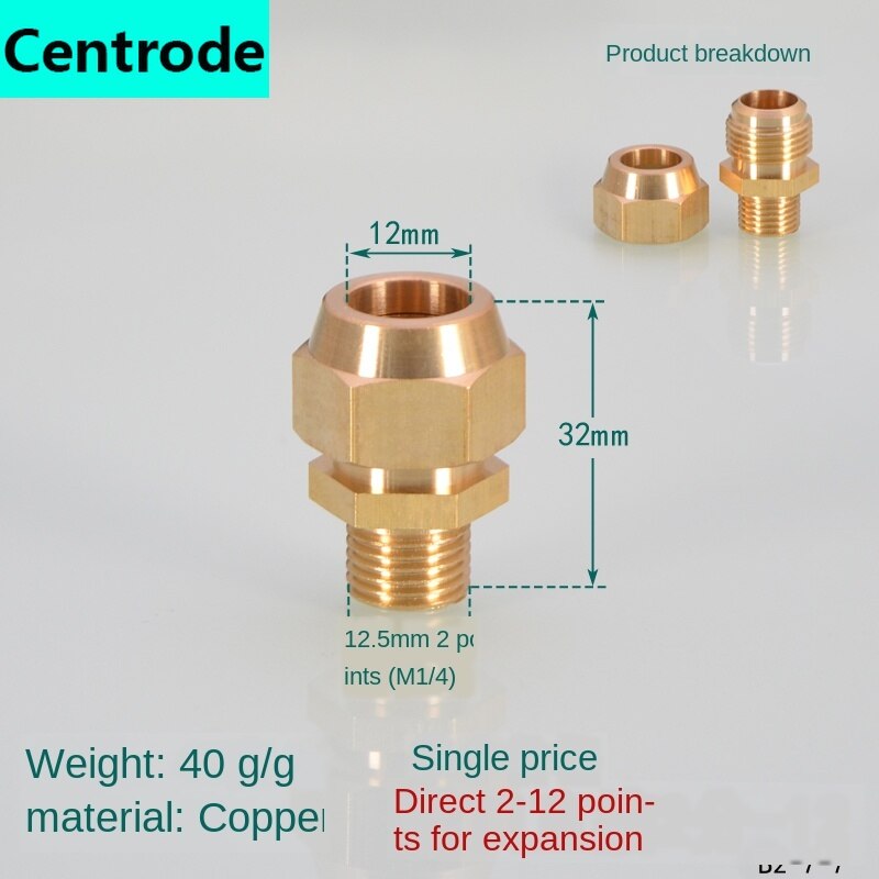 Pipe Fittings Outer wire flaring direct copper pipe expansion 1/8IN 1/4IN 3/8IN 1/2IN expansion 6/8/10/12/14/16mm pipe joint: 2 x 12mm