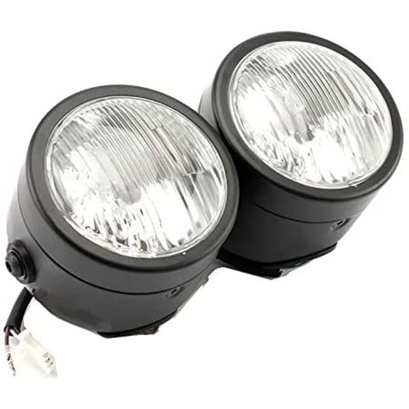 Universal Motorcycle Twin Front Headlight Lamp with Bracket for Street Boy Dual Sport Dirt Bikes Street Fighter