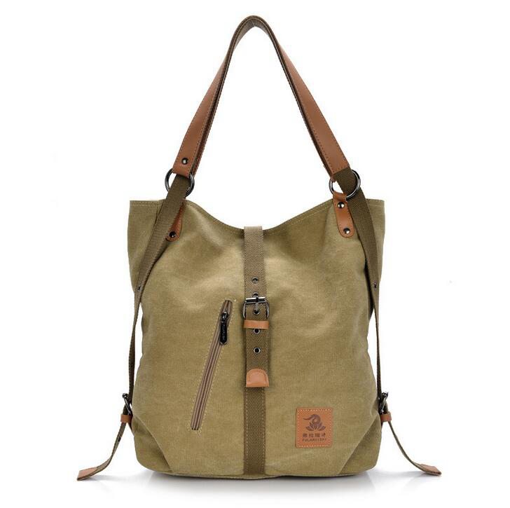 Kvinnlig handväska dam flickor casual canvas handväska axelväska multifunktionell kvinnlig messenger bag  l4-2475: Kaki