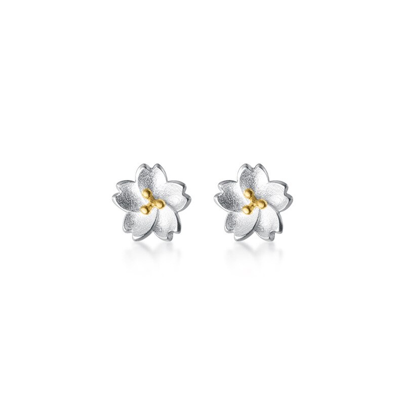 MloveAcc-pendientes de plata de primera ley con forma de flor para mujer, aretes pequeños, plata esterlina 925, cerezo, estilo romántico,