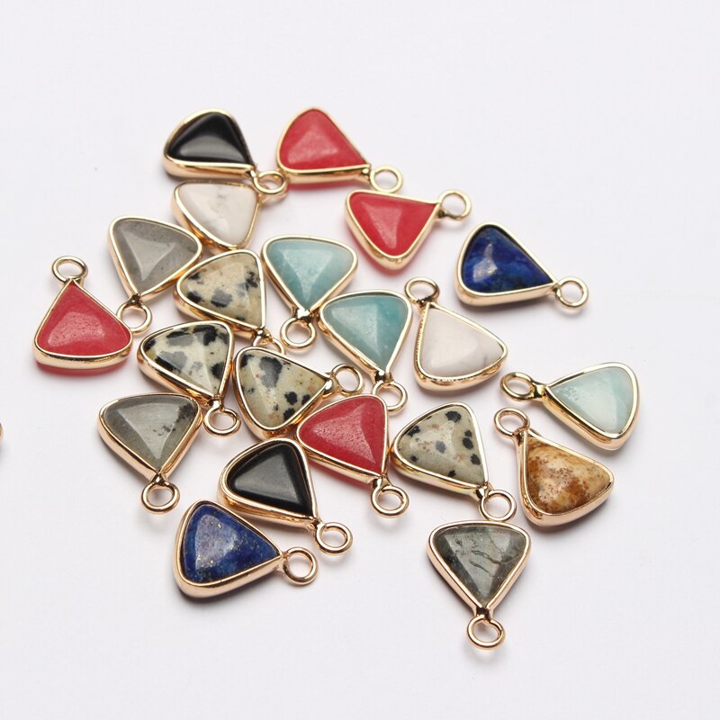 Natural Stone Charms Mini Triangle Birthstone Pendant Charms 11*15mm 2pcs/lot For DIY Jewelry Making Accessories