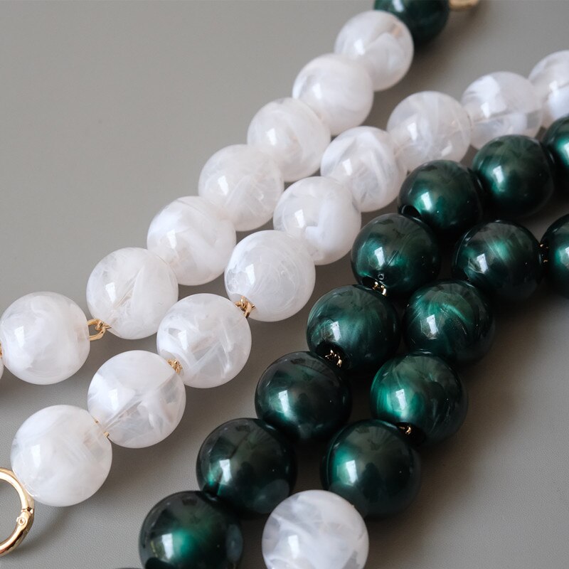 Damestas accessoire wit groen acryl hars onderdeel luxe handgemaakte kralen polsband vrouwen vervangende tas handvat cirkel