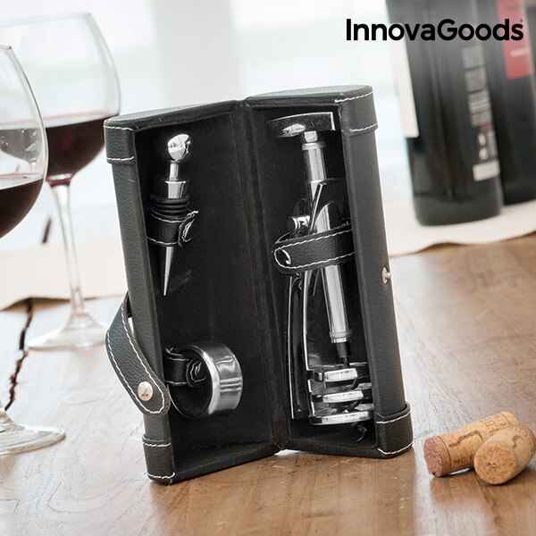 Set de Accesorios para Vino con Sacacorchos Screwpull InnovaGoods (4 Piezas)