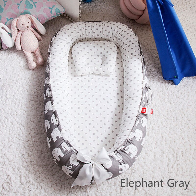 Babyinner babybedjes babybedje in bed draagbare opvouwbare wieg voor pasgeborenen bionisch bed multifunctionele babywieg kamerdecoratie: Olifant grijs