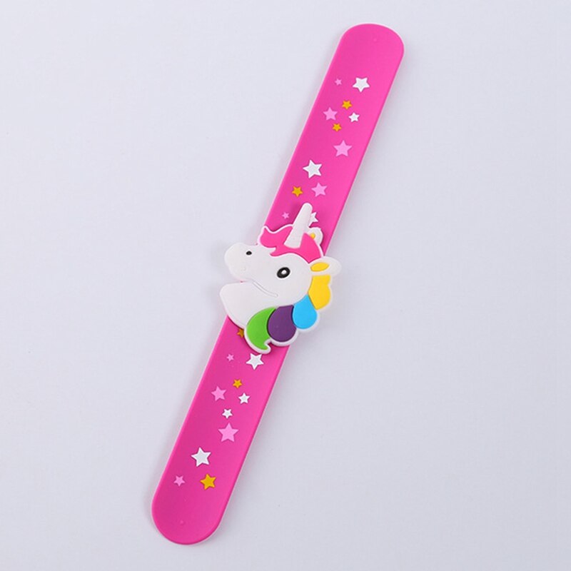Trendy Children Girl Boy Star Printing Colorful Cute Unicorn Wristband Flexible Wrap Slap Bracelet Animal Bangle: RH