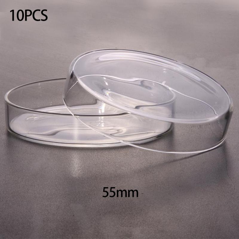 Placas de Petri estériles para laboratorio, instrumentos químicos de , crujientes y frágiles, suministro de laboratorio de levadura transparente, 10 Uds.: 55mm 10 Sets