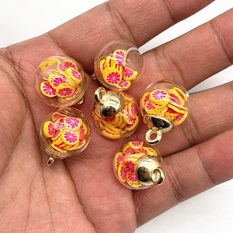 10pcs 16mm Colorful Transparent Ball Glass Polymer Clay Charms Pendant Find Hair Accessories Jewelry Charms Earring: 09