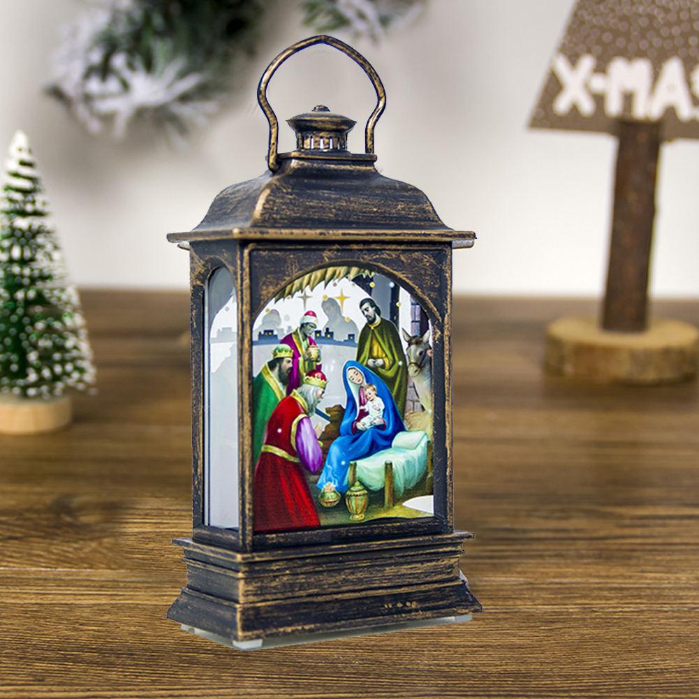 Bærbar julelampedekoration førte lanterner dekorativ lampe til juletræspynt   #4w