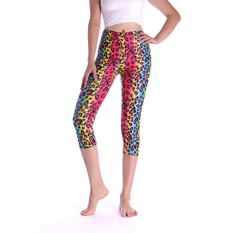 Afdrukken Broek Vrouwen Capri Hoge Taille Bloemen Dame Fitness Leggings Zevende Elastische Slanke Korte Leggings: 10