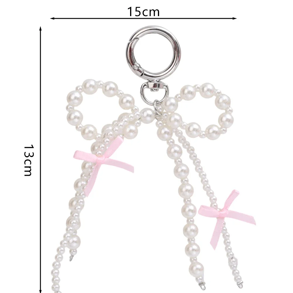 Colgante con dije para teléfono Y2K, bonito llavero Kawaii con lazo rosa, bolso, correa para teléfono, llavero con cordón para teléfono móvil para niña, joyería de cumpleaños DIY
