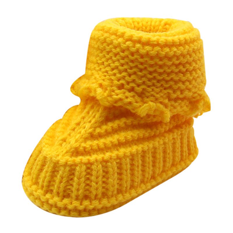 Baby Warme Stiefel Kleinkind Mädchen Jungen Prewalker Häkeln betroffen Vlies Stiefel Wolle Schnee Krippe Schuhe Winter Booties: Gelb