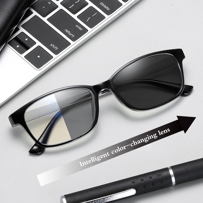 Blue Light Blocking Glasses High-grade Vintage Transition Photochromic Sunglasses Anti Fatigue UV Computer Radiation Protection