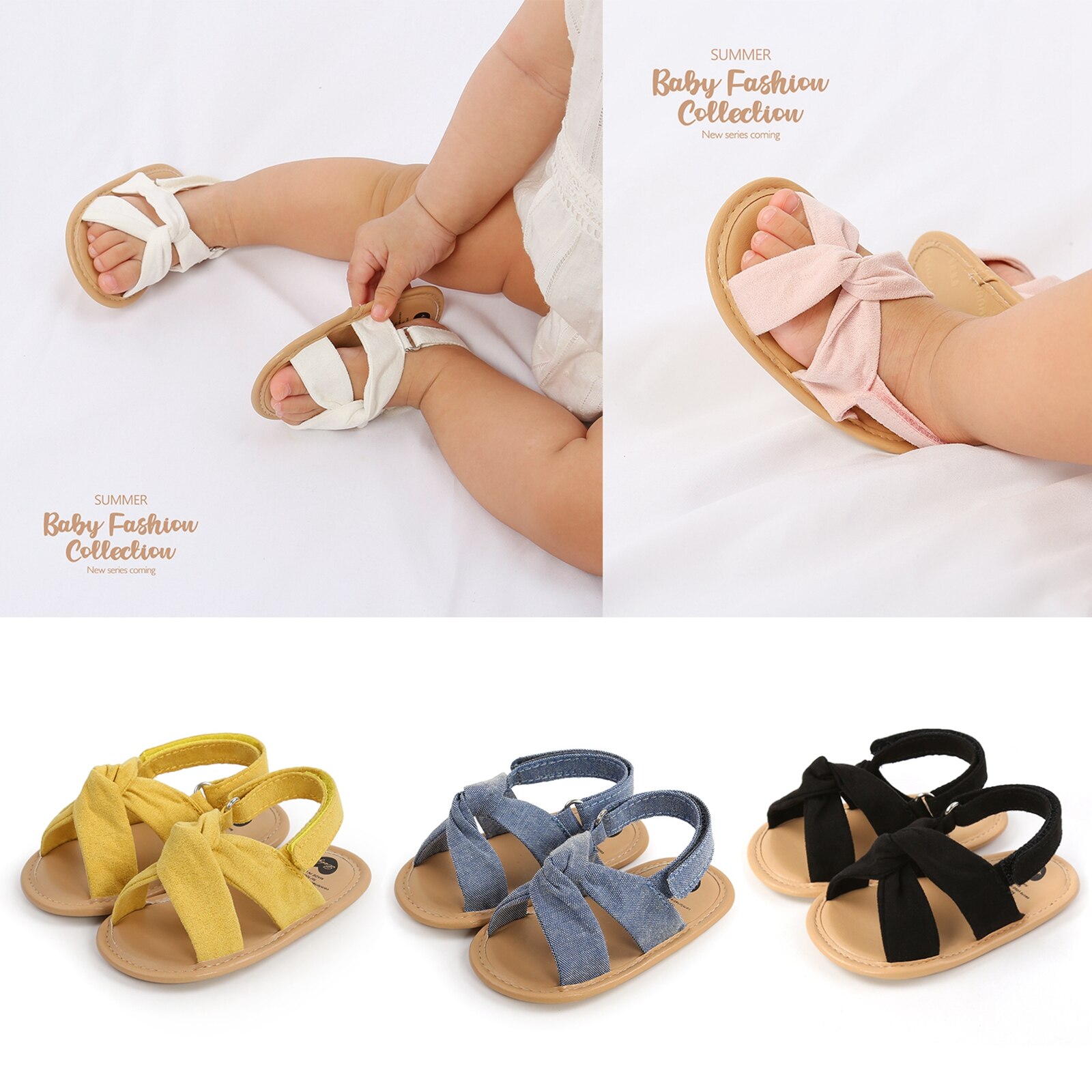 Zomer Baby Meisjes Sandalen Peuter Meisjes Bloem Sandalen Schoenen Zachte Casual Antislip Babyschoenen + Hoofdband 2 stuks Set