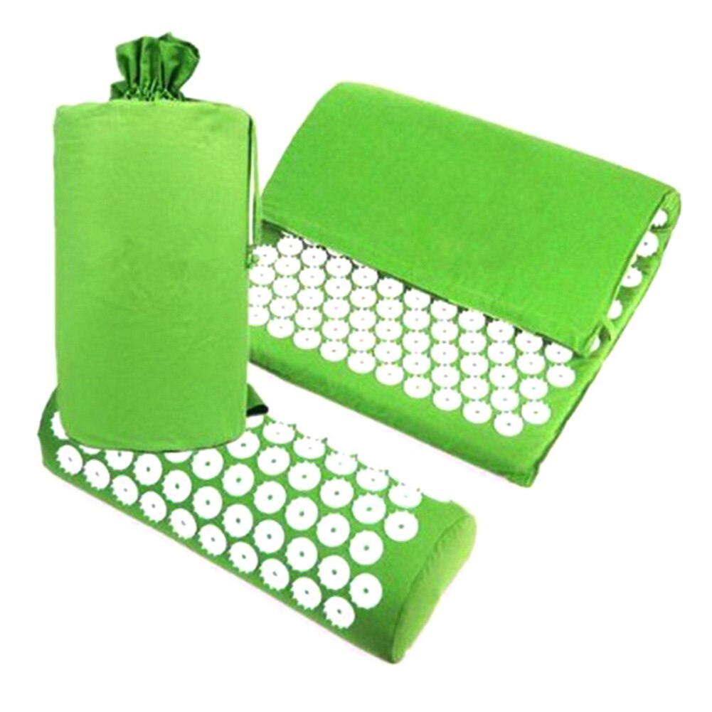 Akupressur Massage Kissen Matte mit Kissen für Stress Schmerzen Tension Relief Entspannen B2Cshop: green