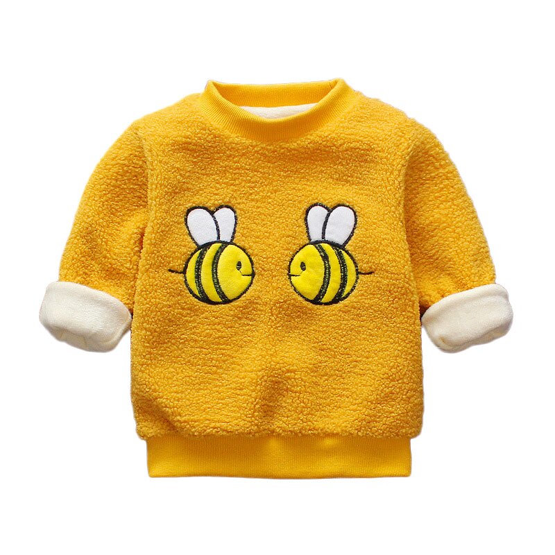 Varme sweatshirts til børn baby drenge piger børn vintertøj spædbørn tegneserie pullovere småbørn o-hals fløjl træningsdragter 0-2y