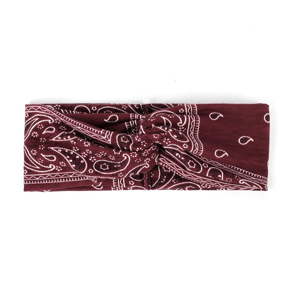 boho Handmade Women Twist Headbands Hair Accessories Acrylic Bandana Scarf Square Female hair band Rock Cool Girls Turban: Wine Red