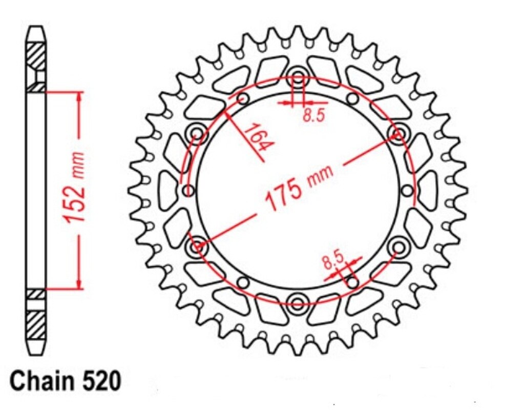 520 Motorcycle Tandwiel Voor Yamaha YZ125 1980 YZ400 WR400 1998 YZ490 1983 YZ490 82-89 WR200 91-93 WR500 92-94 TT-R250 99-06