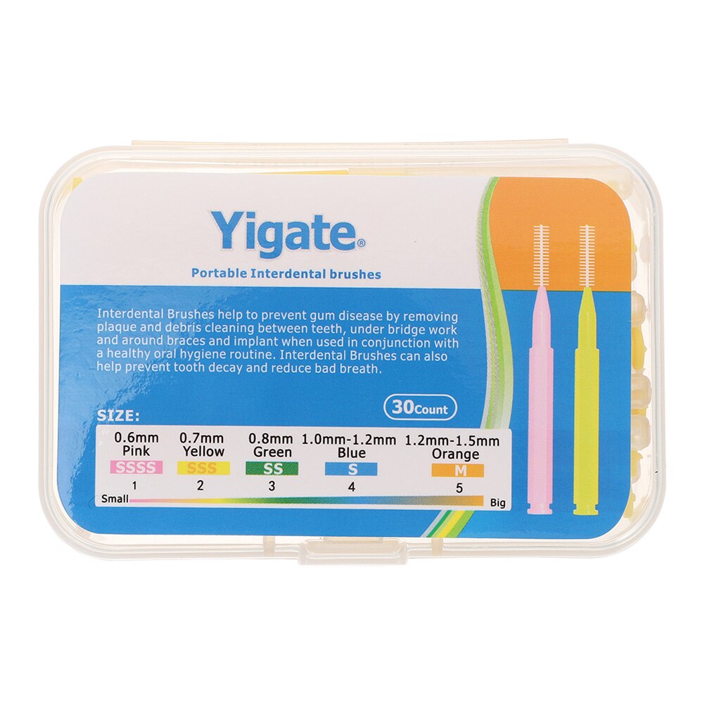 30Pcs Toothpicks Interdental Brush Toothpicks Picks Brush Picks Cleaning Brushes: yellow 0.7mm