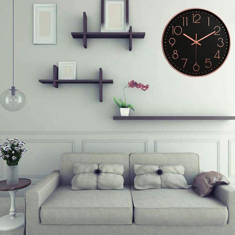 Large Digital Wall Clock for Living Room/Bedroom Decor Round Modern Atomic Mute Wall Clock 12Inch