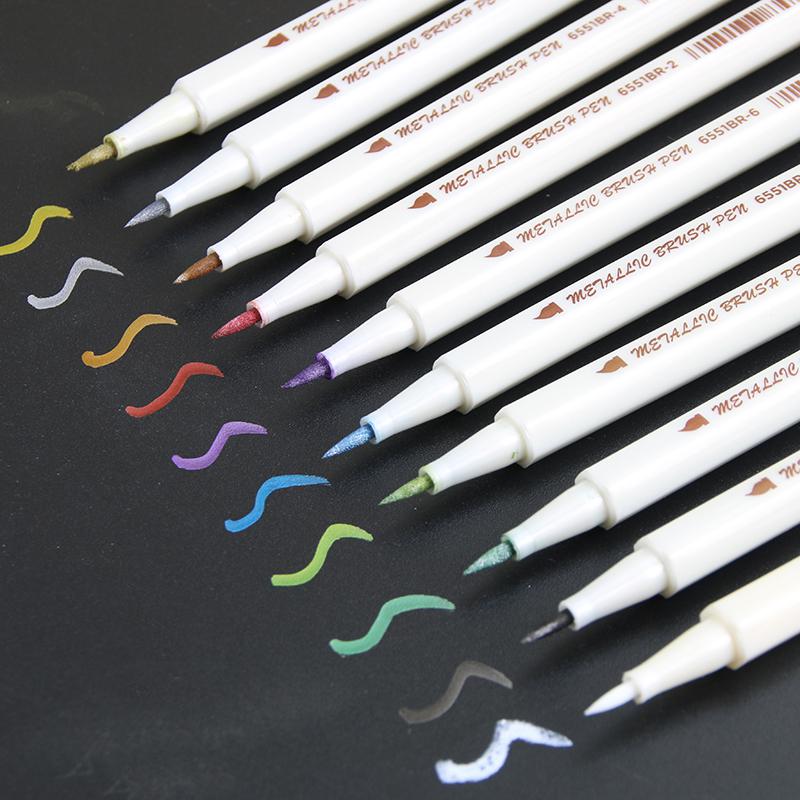 Bolígrafo rotulador metálico de 10 colores para artesanías de álbum de recortes para bricolaje: A