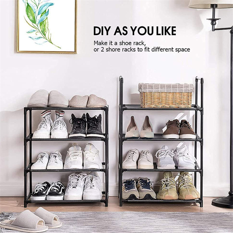 Multi-Layer Simple Shoe Rack Diy Assembled Footwear Living Room Space Saving Shoes Organizer Stand Holder Black Shoecase Shelf