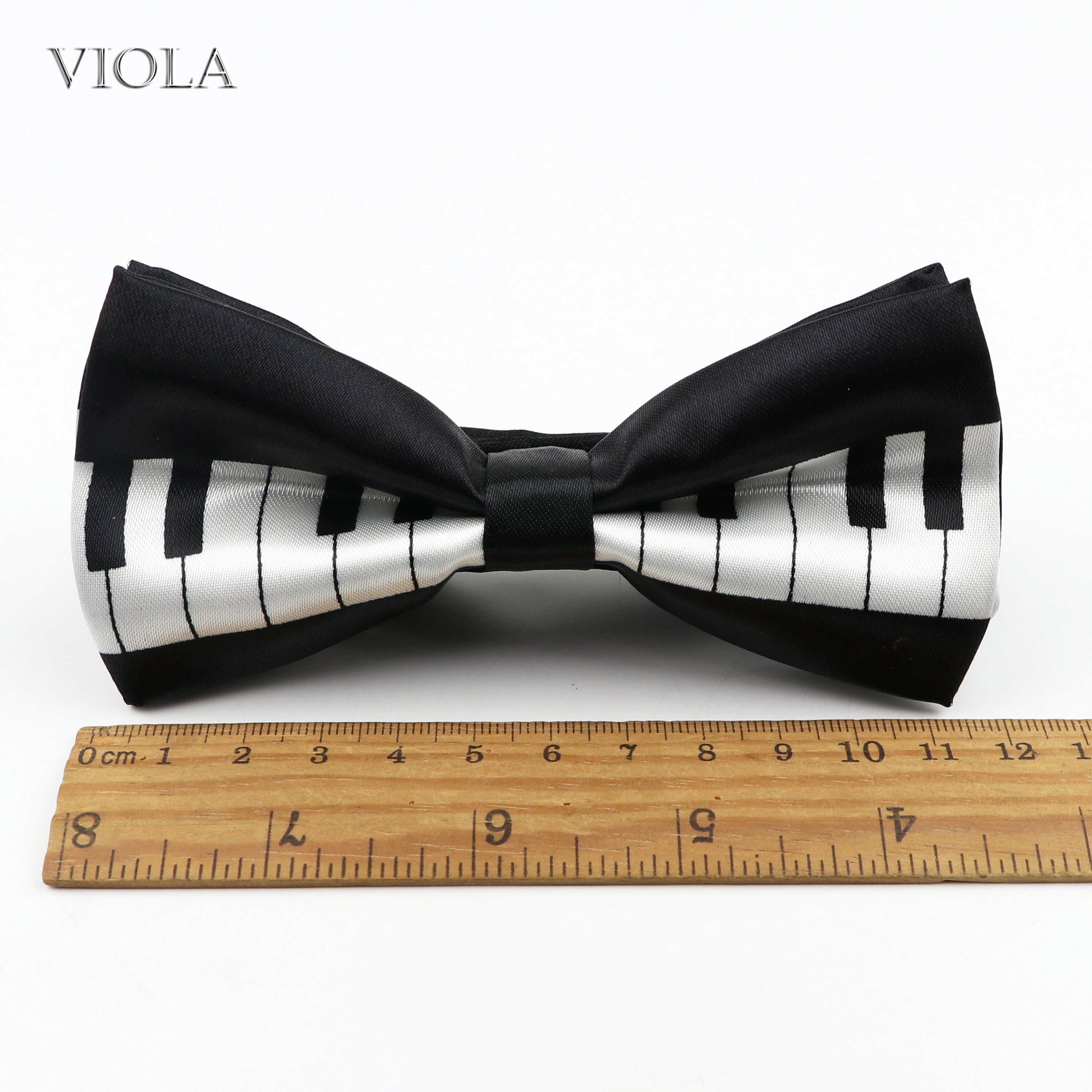 Pajarita lisa de poliéster con estampado de Piano para hombre y mujer, esmoquin para actuaciones y fiestas, corbata de lazo, accesorio para