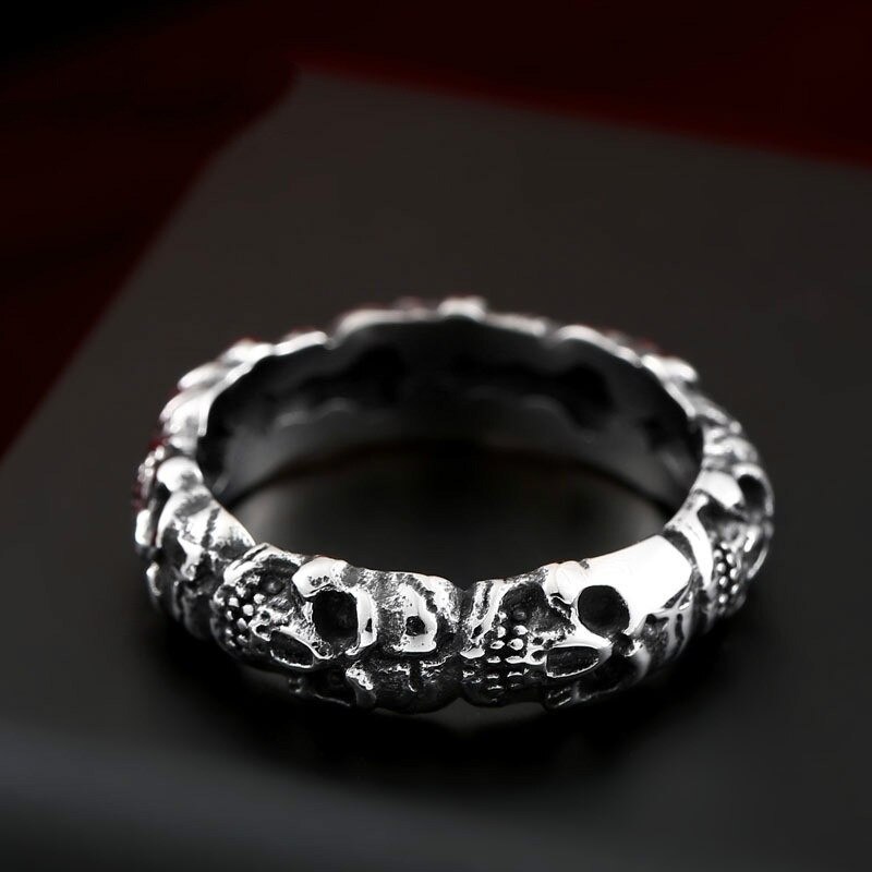 Boutique Stainless Steel Men's Ring Domineering Demon Skull Punk Rock Gothic Riding Boyfriend Jewelry