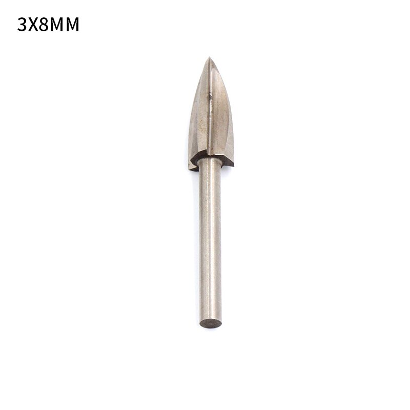 Treskjæringe og gravering borkvern freser utskjæringe rotverktøy tre blader utskjæringsbor 3-8mm: 3 x 8