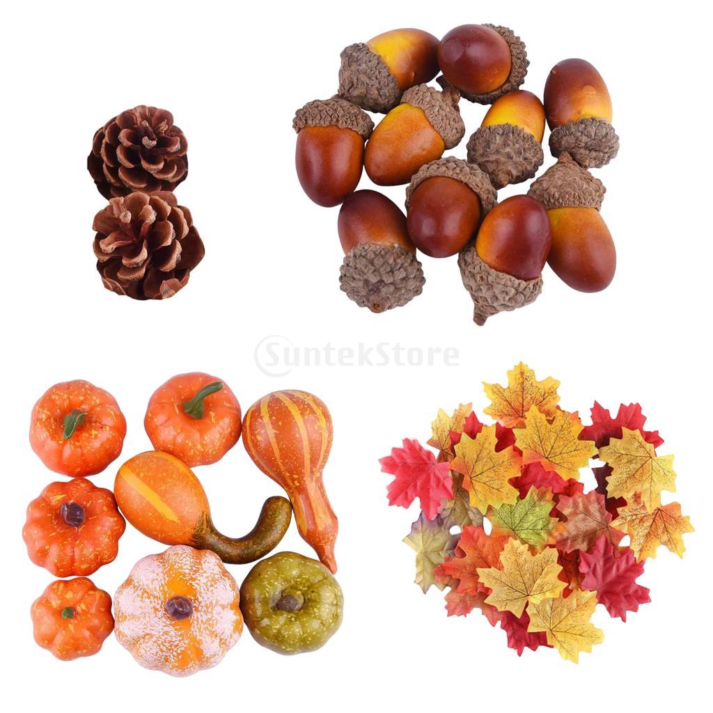50Pcs/Set Fall Decoration Pumpkins and Maple Leaves Pine Cones Acorns Halloween Tanksgiving Christmas Festival Decor: 50pcs