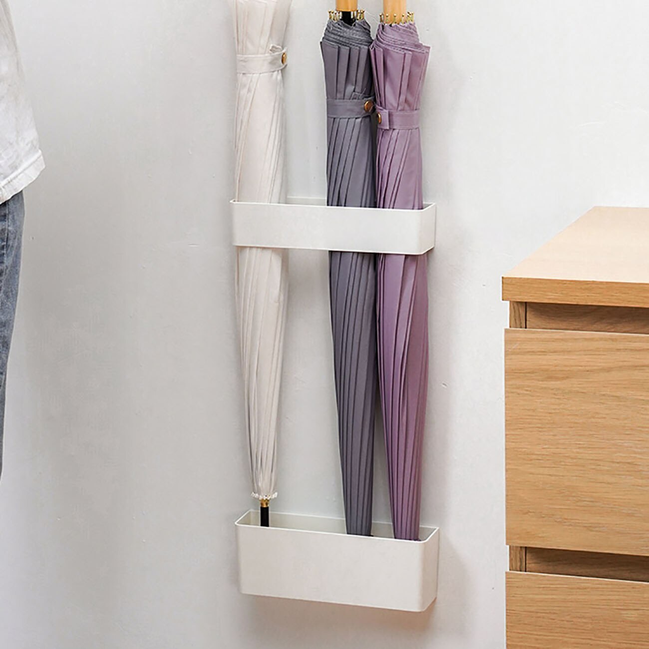 ABS Wall Mounted Umbrella Stands Rain Gear Holder Storage Rack Shelf Umbrella Storage Box Container Draining Can Household Tools