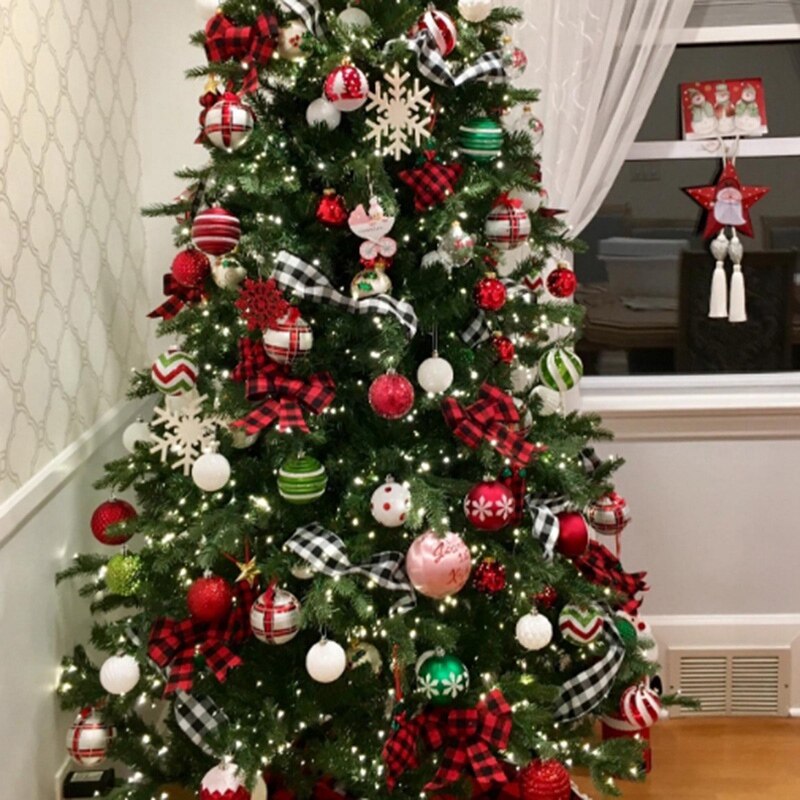 12pc kerst ruitjesstrikken rood en zwart buffel ruitjes strikken decoratieve strikken voor kerstboom decoratie