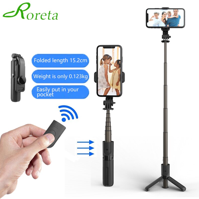Roreta – mini perche bluetooth en alliage d'aluminium, monopode extensible avec obturateur et télécommande pour IOS et Android