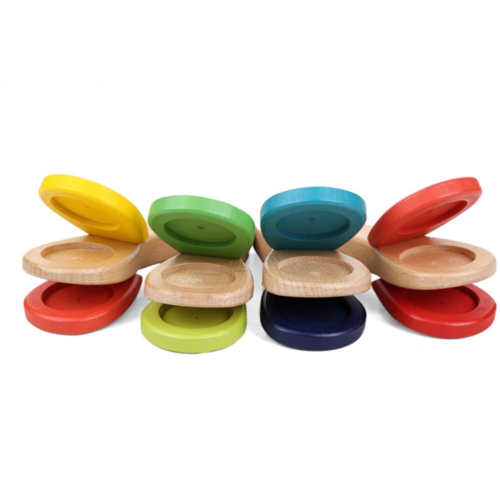 Lovely Kids Wooden Castanet Clapper Educational Musical Percussion for Baby Early Learning (Random Color)