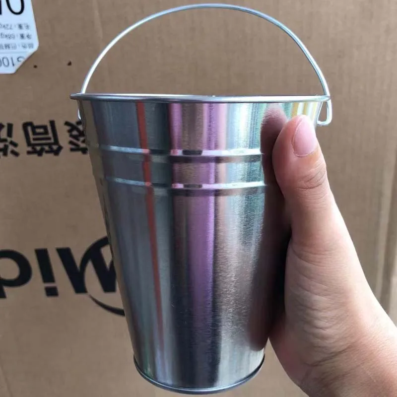 10 Pack Large Galvanized Metal Buckets with Handle 12.8*11.5CM- Unique Goody Baskets, Gr