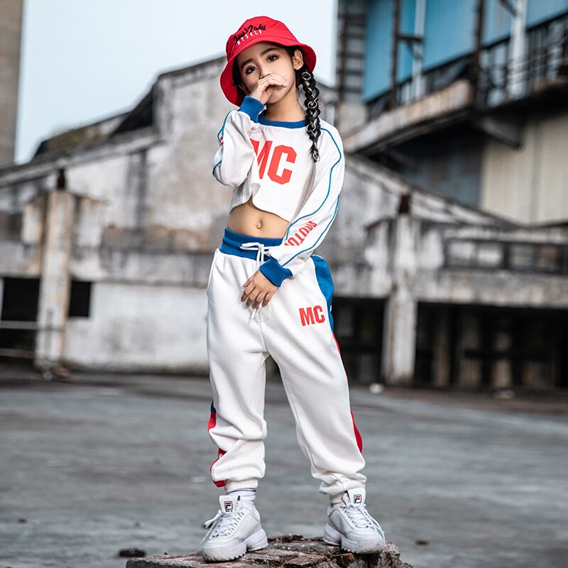 Hip Hop Costumes Girls Street Dance Clothes Kids Jazz Modern Dancing Performance Outfit Children Cheerleading Stage Wear DN4578