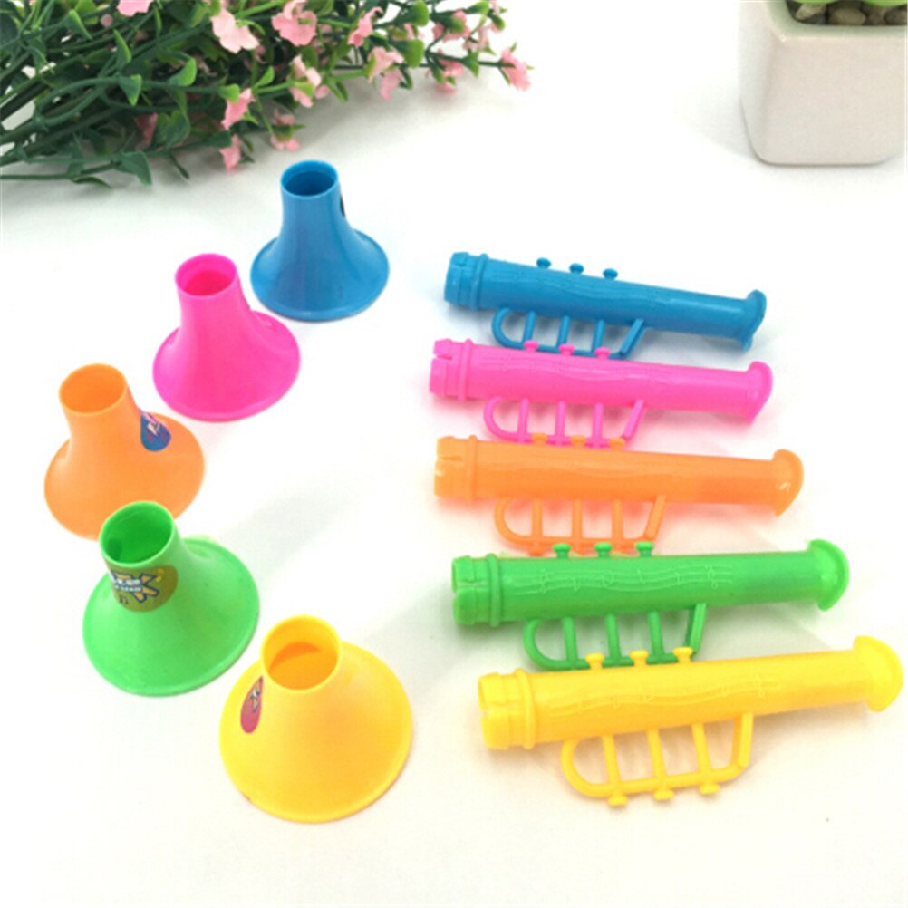5 stuks plastic dubbele hoorn toeter trompet veelkleurige instrumenten muziek speelgoed 10*3.8cm