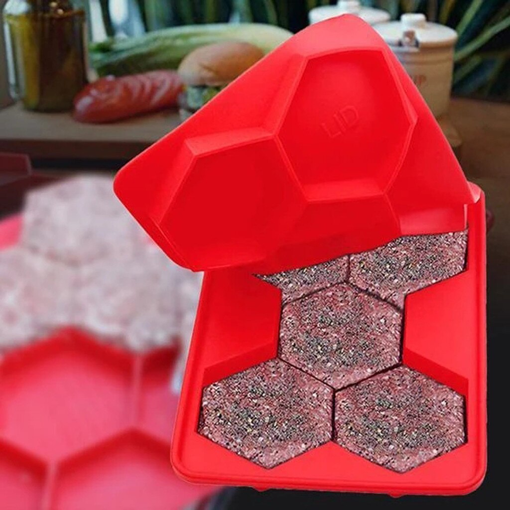 Silicone 5-hole Burger Mould Diy Baking Square Burger Mould Hamburger Meat Beef Patties Maker Mold Mould Utensilios De Cocina