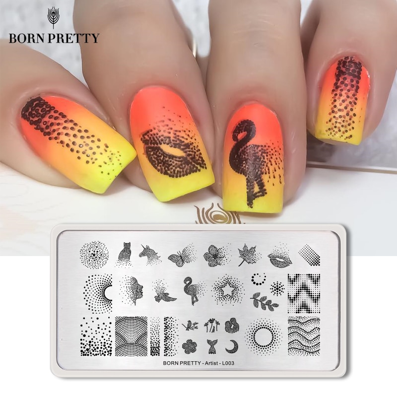 Geboren Pretty Nail Stempelen Platen Rechthoek Beauty Multi-Stijlen Nail Art Stamp Image Template Stencils Voor Nagels Afdrukken