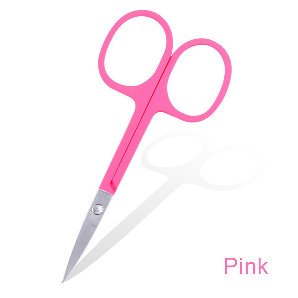 Nail Cuticle Scissors Manicure Curved Tip Nails Scissors Cuticles Remover Cutters Skin Nose Eyebrow Scissors Makeup Beauty Tool: Pink