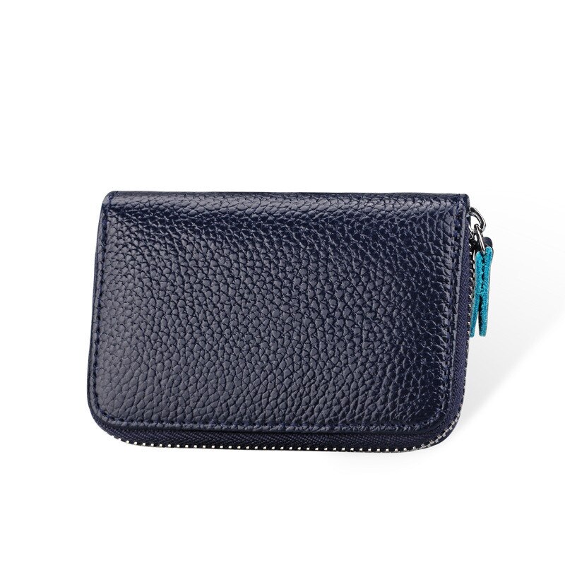 KEVIN YUN Brand Candy Colors Women Credit Card Holder Genuine Leather Wallet Purse ID Card Case: navy blue