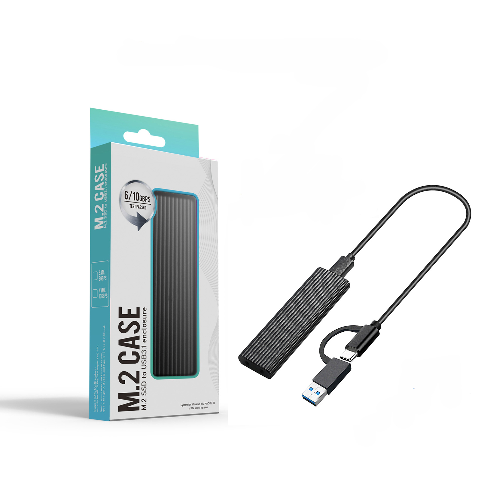 M.2 NVMe SATA SSD Enclosure Reader,10Gbps USB C 3.1 Gen2 NVMe External Enclosure Supports M key B&M Key 2230/2242/2260/2280 SSD: Light Purple