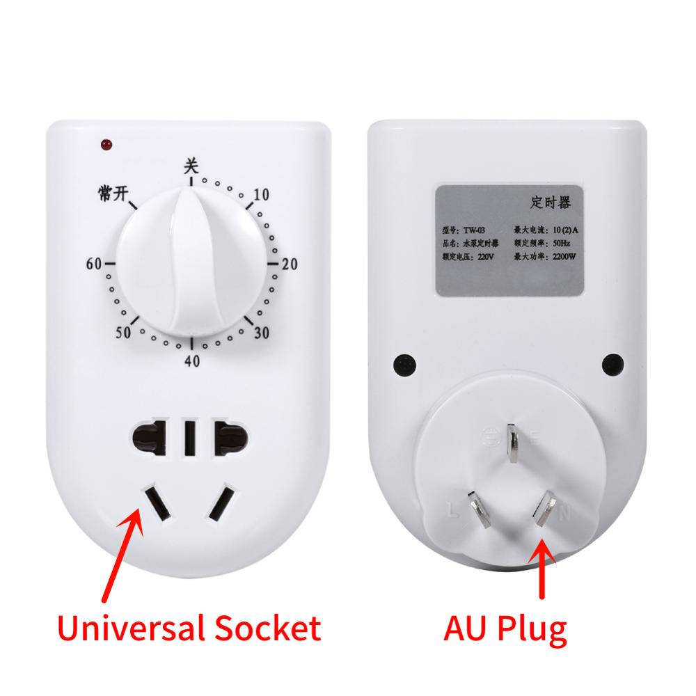 Electronic Digital Timer Switch Home Universal Energy Saving 1-60 Minutes Timing Socket AC 220V 10A AU Plug With LED Indicator