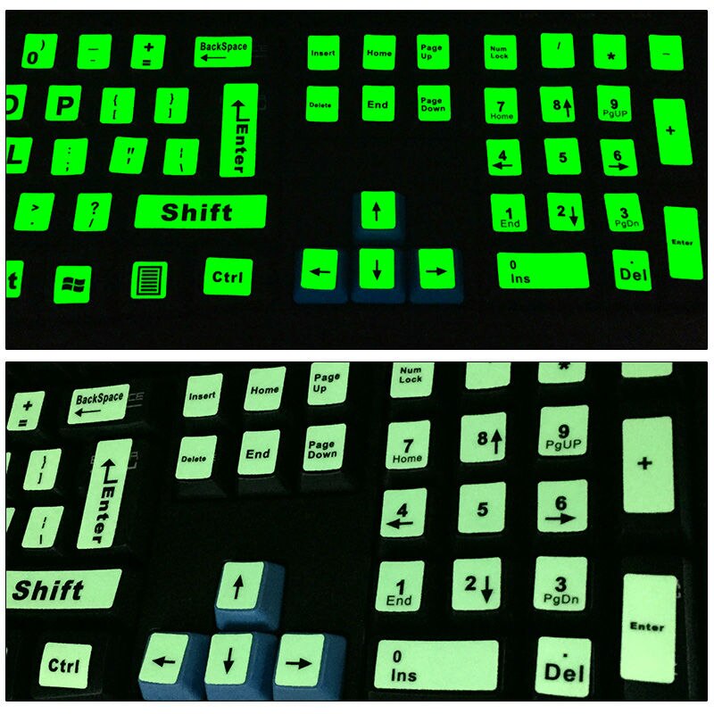 SR Luminous 4 Fonts English 107 68 47 Keys Keyboard Cover Sticker Skins Film Glow in Dark Capital Letters Laptop Accessories