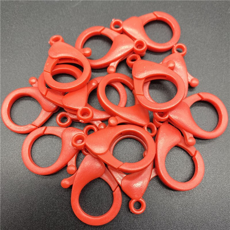 10Pcs 35mm Plastic Lobster Clasp Hooks Keychain End Connectors For Jewelry Making DIY Bracelet Chain Accessories: Red