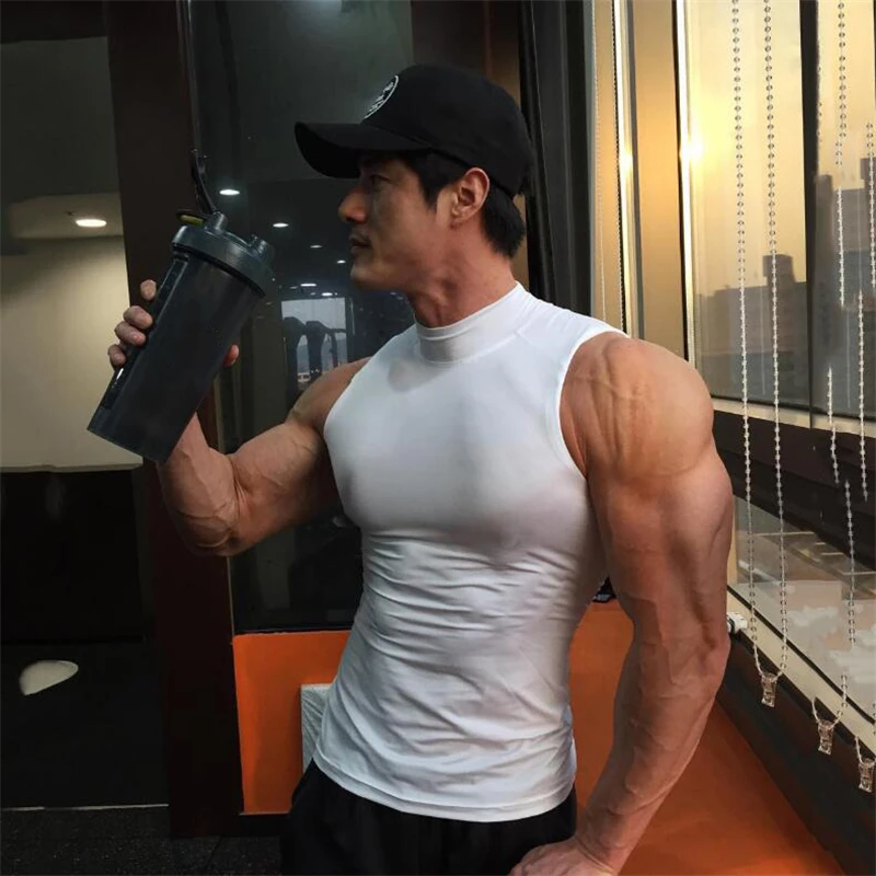 Ropa ajustada de compresión para gimnasio, camisetas sin mangas para entrenamiento y culturismo, chalecos deportivos para Fitness para hombre, camiseta fresca de secado rápido para verano