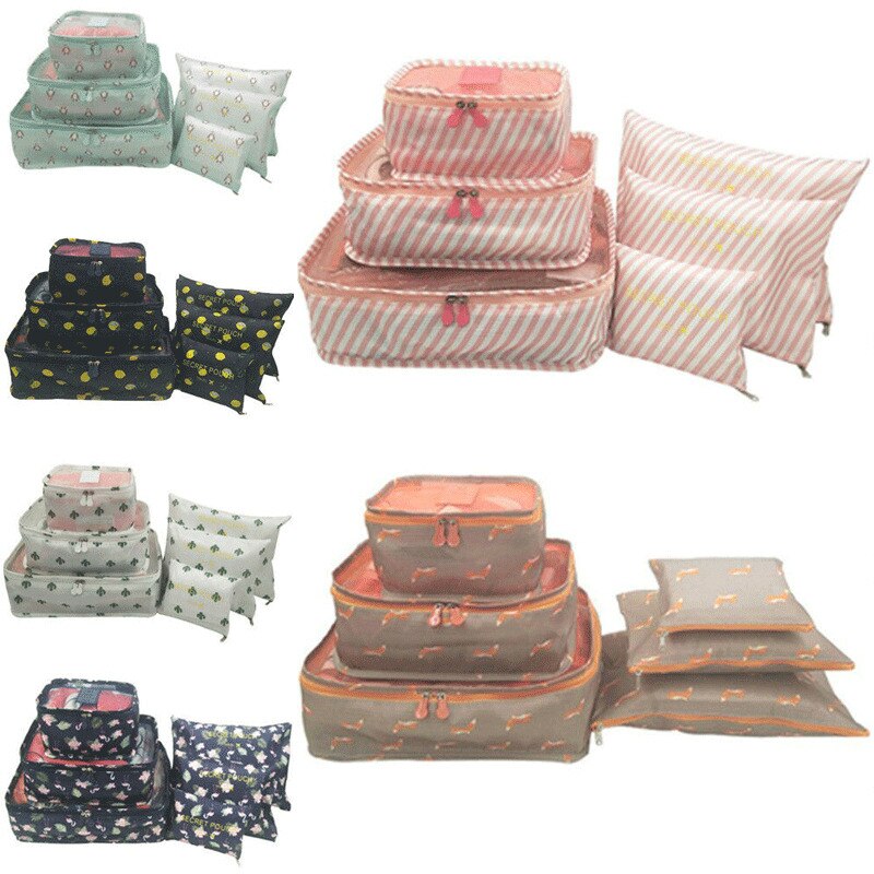 Sacs de rangement de vêtements de voyage étanches 6 pièces, sacs de rangement de bagages, pochette d&#39;emballage Cube